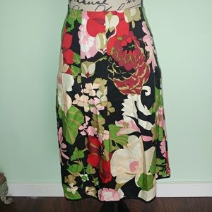 TALBOTS BLACK & TROPICAL PURE SILK SKIRT SIZE 14